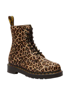 1460 Glatte Mini-Leopardenfleck-Pascal-Stiefel mit Fell in Hellbraun & Schwarz