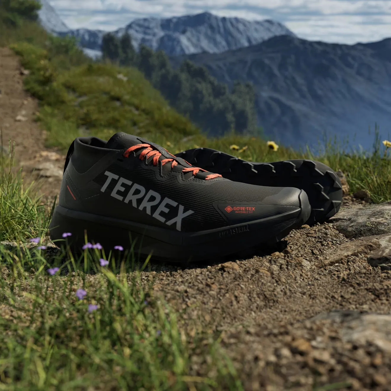 Adidas Terrex Agravic GTX Trail Running Schuh Core Schwarz / Grau / Semi Impact Orange