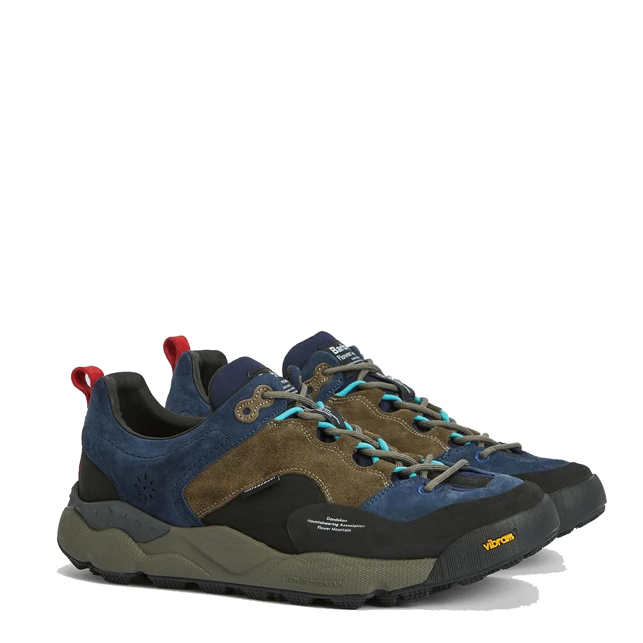 Barbour x Flower Mountain Mountain Back Country Trainer Marineblau / Oliv