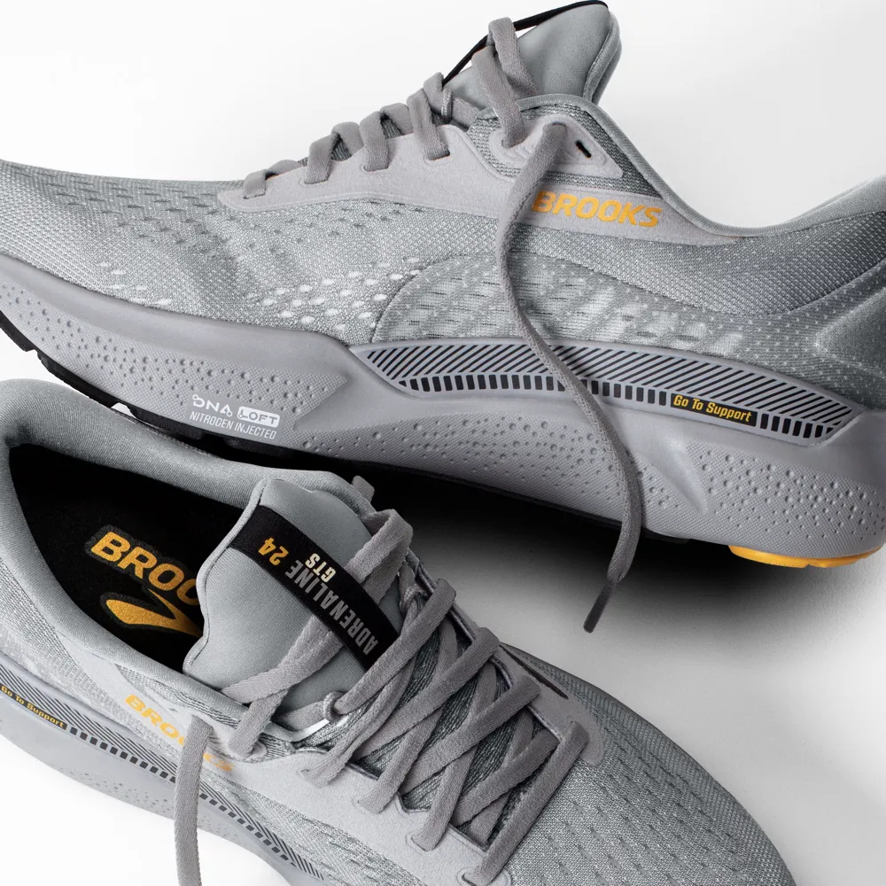 Brooks Herren Adrenaline GTS 24 Turnschuh in Alloy/Weiß/Gold Fusion