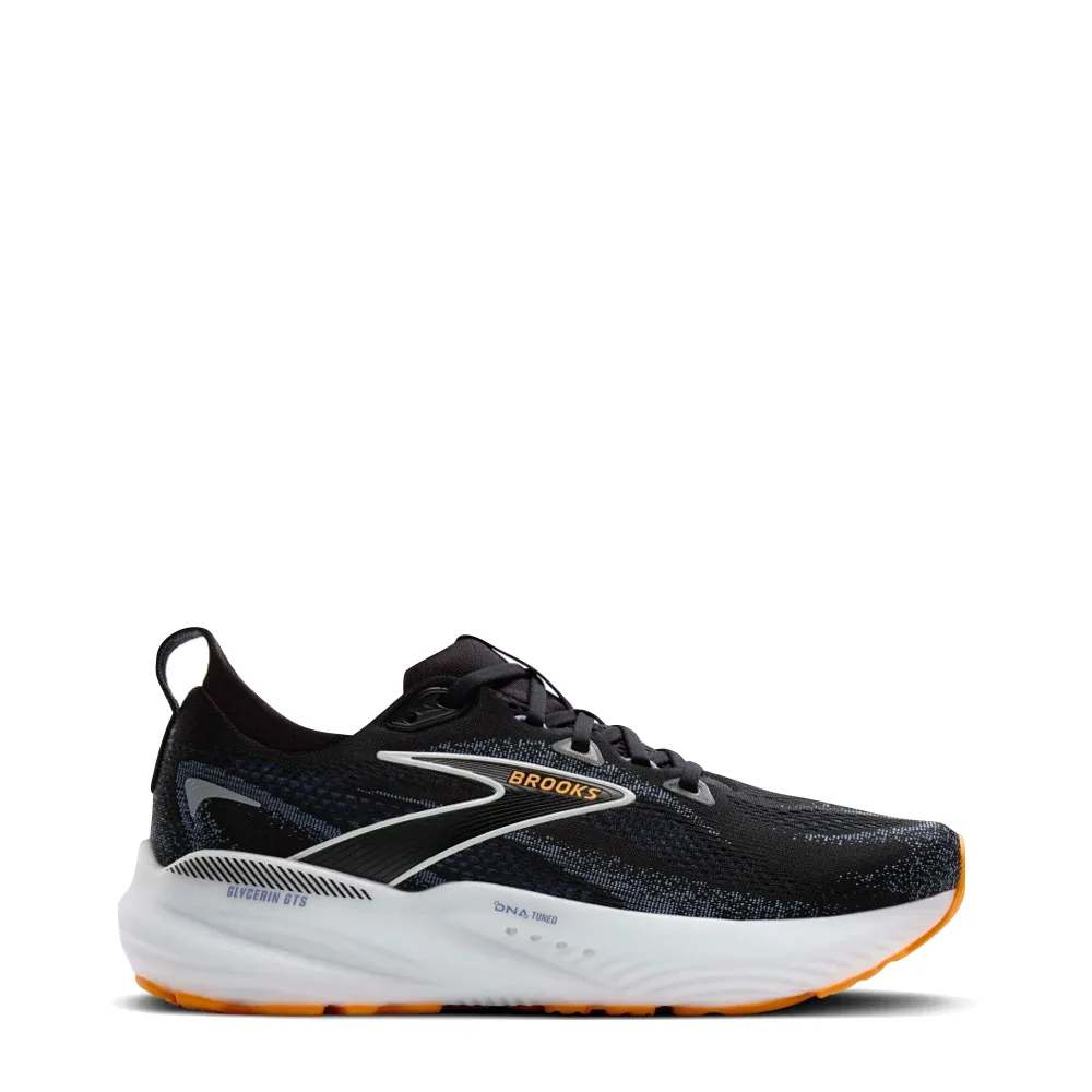 Brooks Herren Glycerin GTS 22 Sneaker in Schwarz/Country Blau/Orange Pop