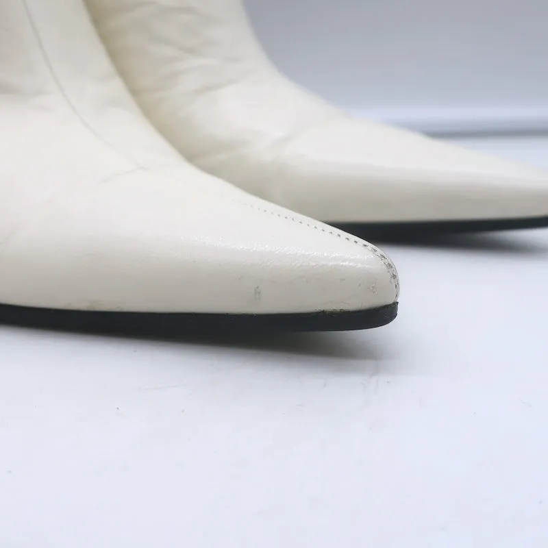 Celine Spitzenschuh-Pantoletten Weißes Leder Größe 38,5