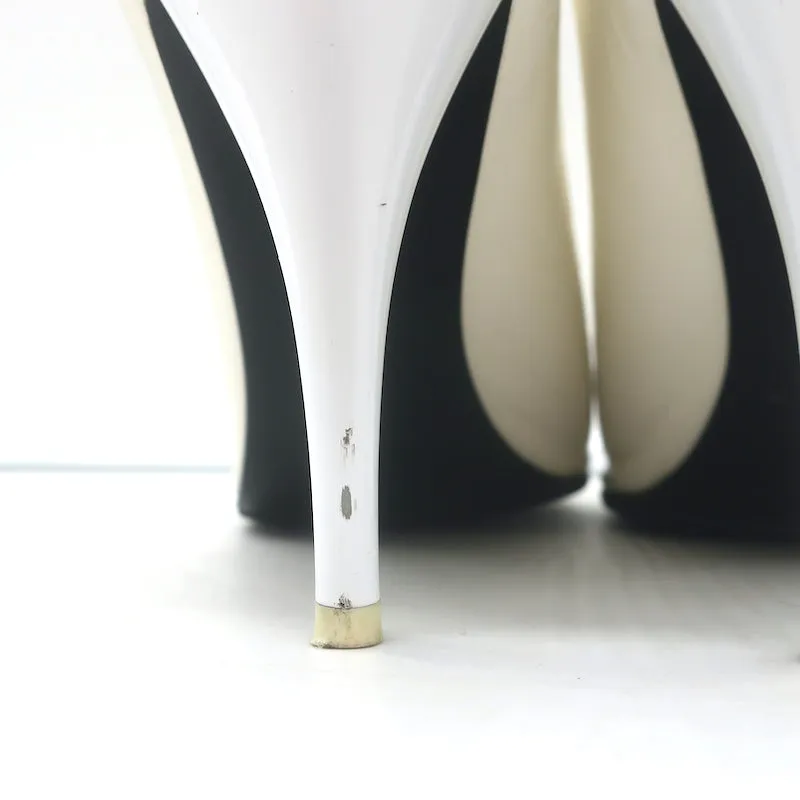 Celine Spitzenschuh-Pantoletten Weißes Leder Größe 38,5