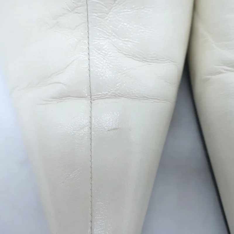 Celine Spitzenschuh-Pantoletten Weißes Leder Größe 38,5