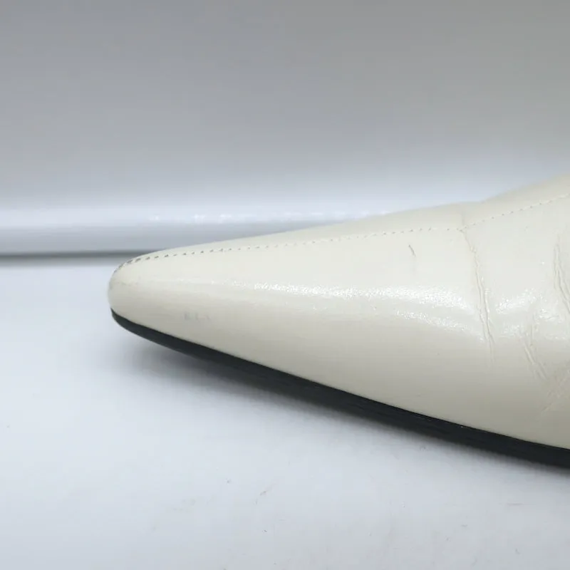 Celine Spitzenschuh-Pantoletten Weißes Leder Größe 38,5