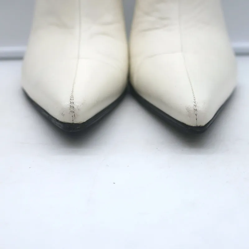 Celine Spitzenschuh-Pantoletten Weißes Leder Größe 38,5