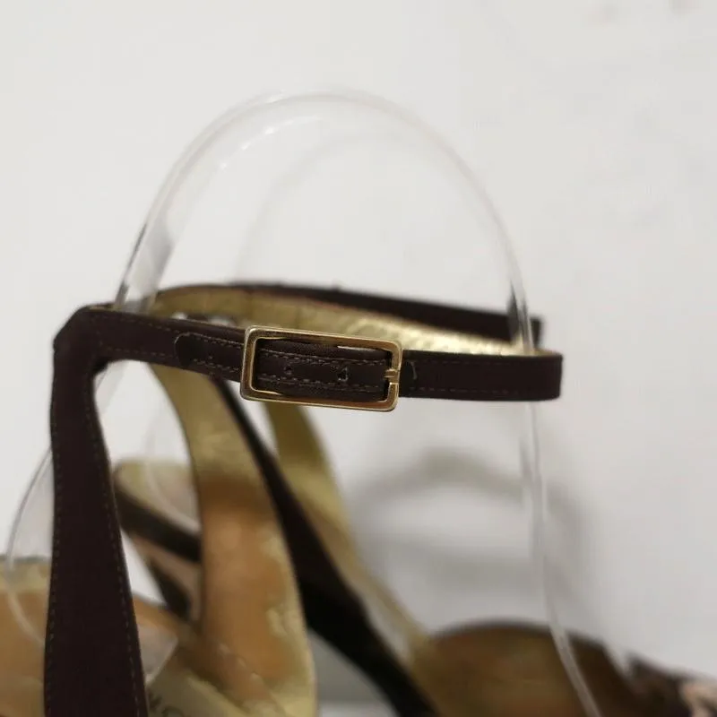 Dolce & Gabbana Pumps mit Knöchelriemen Leopardenmuster Samt Größe 38 Spitze Absatz