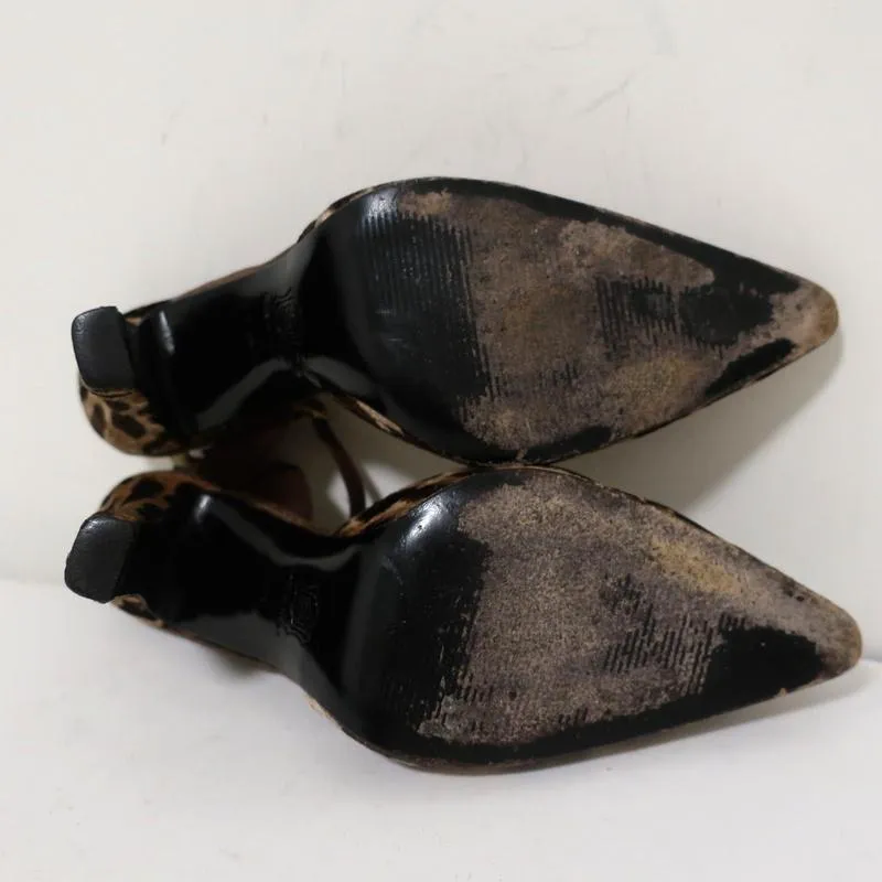 Dolce & Gabbana Pumps mit Knöchelriemen Leopardenmuster Samt Größe 38 Spitze Absatz