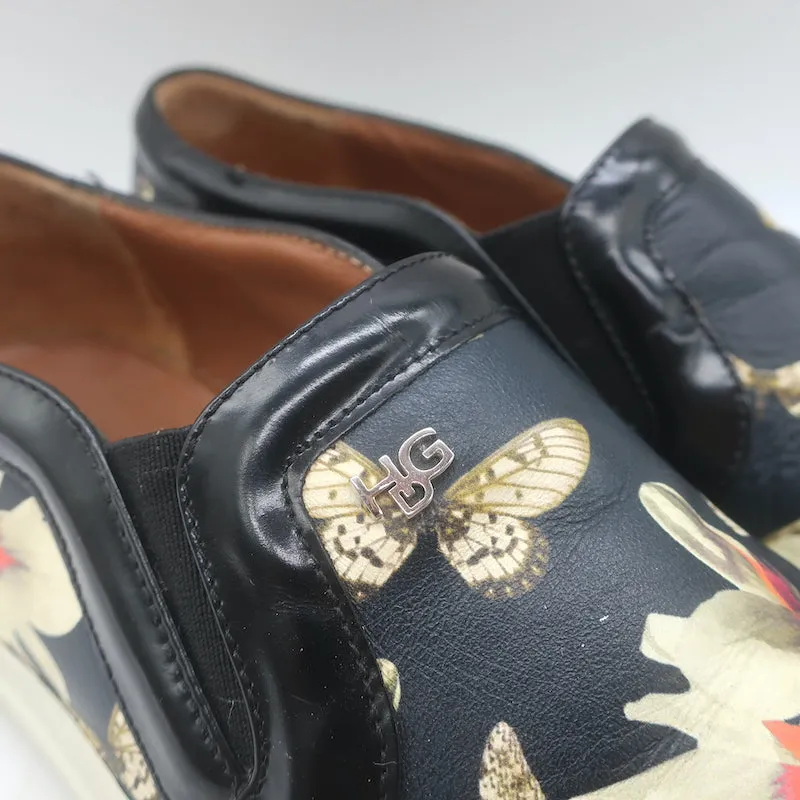 Givenchy Slip-On Skate Sneakers Schwarz Magnolienprint Leder Größe 40