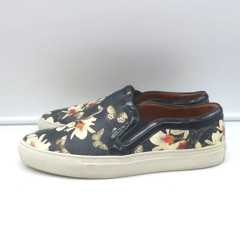 Givenchy Slip-On Skate Sneakers Schwarz Magnolienprint Leder Größe 40