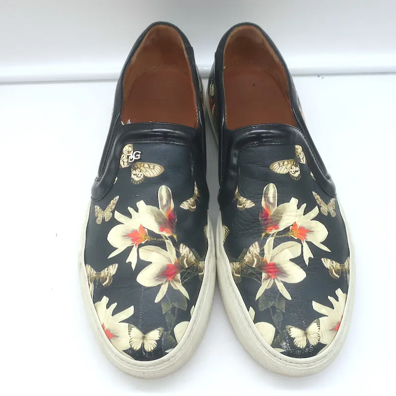 Givenchy Slip-On Skate Sneakers Schwarz Magnolienprint Leder Größe 40