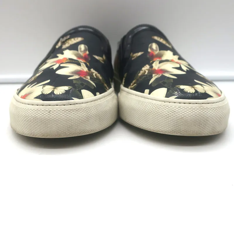 Givenchy Slip-On Skate Sneakers Schwarz Magnolienprint Leder Größe 40