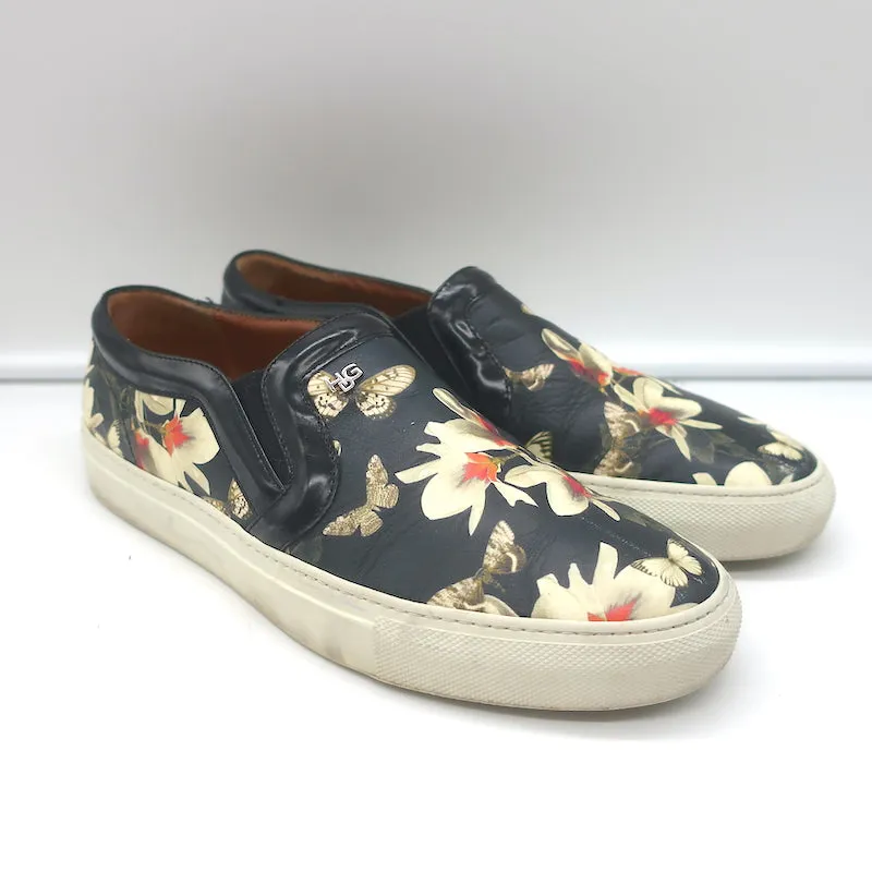 Givenchy Slip-On Skate Sneakers Schwarz Magnolienprint Leder Größe 40