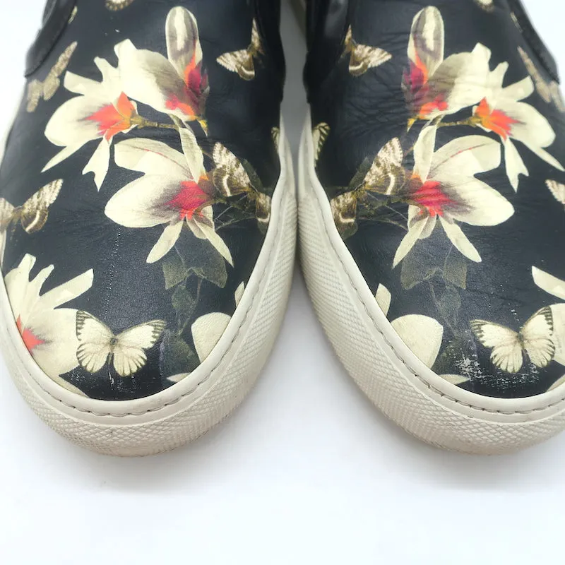 Givenchy Slip-On Skate Sneakers Schwarz Magnolienprint Leder Größe 40