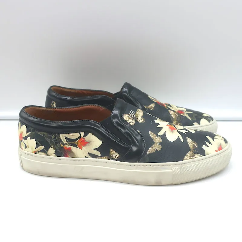 Givenchy Slip-On Skate Sneakers Schwarz Magnolienprint Leder Größe 40