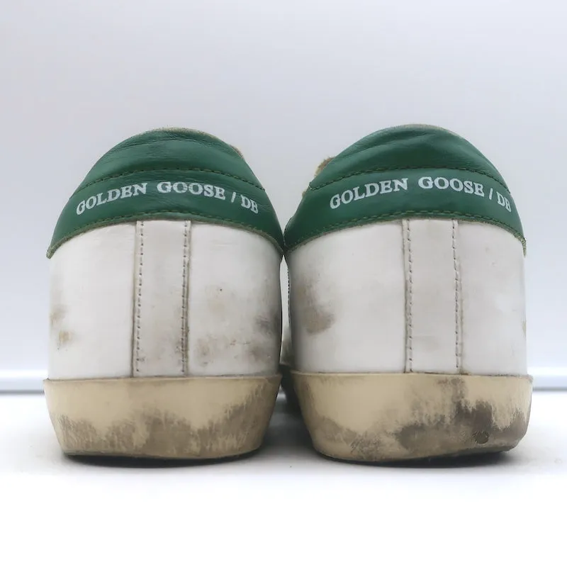 Golden Goose Superstar Glitzer Stern Sneakers Weiß & Grün Leder Größe 38