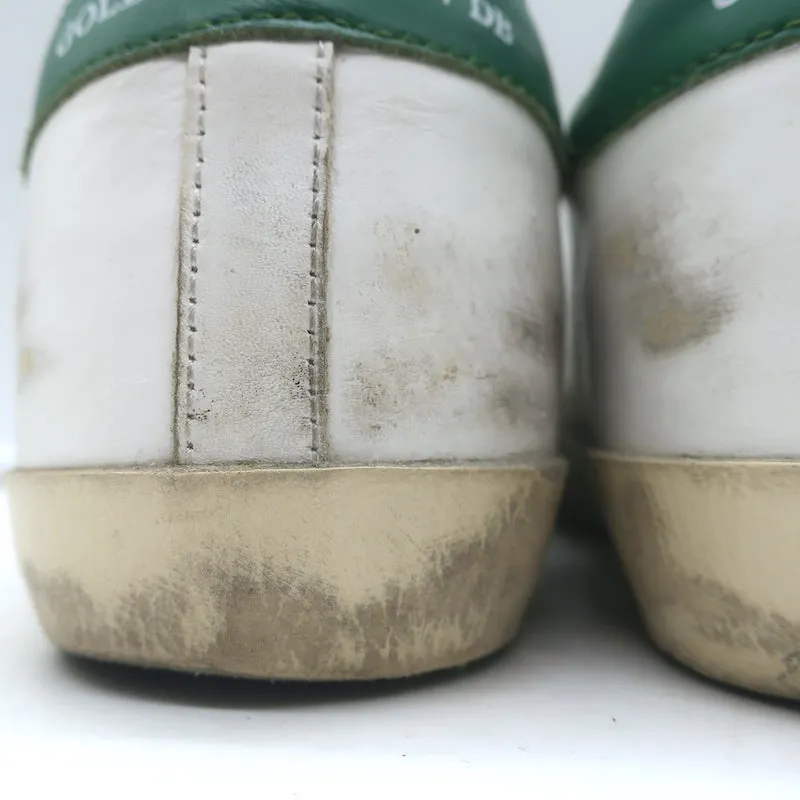 Golden Goose Superstar Glitzer Stern Sneakers Weiß & Grün Leder Größe 38