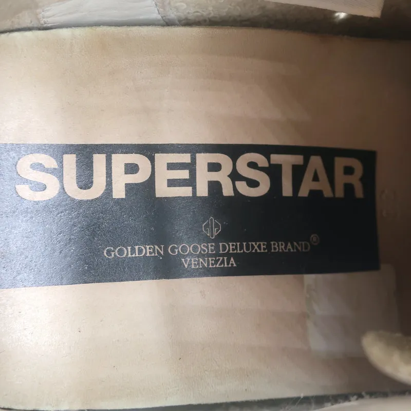 Golden Goose Superstar Glitzer Stern Sneakers Weiß & Grün Leder Größe 38
