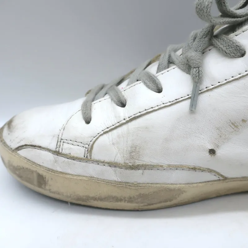 Golden Goose Superstar Glitzer Stern Sneakers Weiß & Grün Leder Größe 38