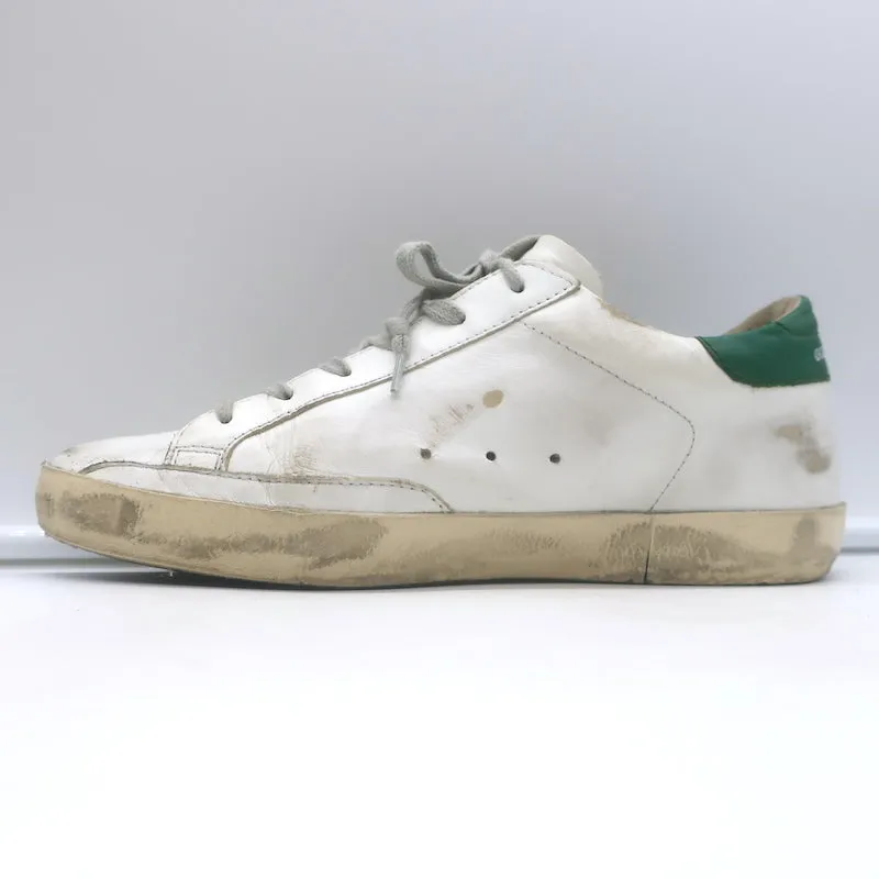 Golden Goose Superstar Glitzer Stern Sneakers Weiß & Grün Leder Größe 38