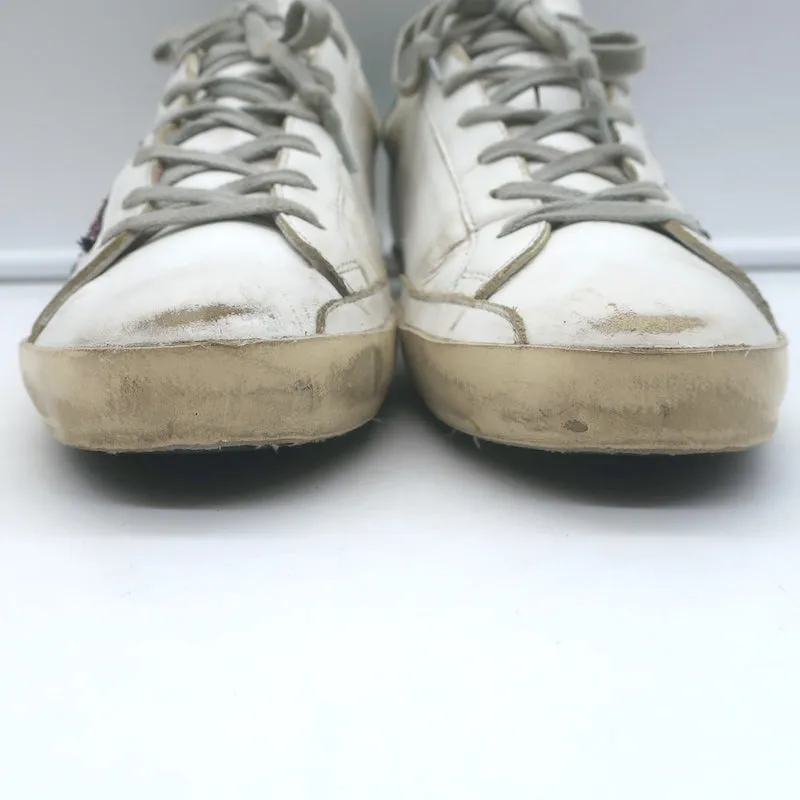 Golden Goose Superstar Glitzer Stern Sneakers Weiß & Grün Leder Größe 38