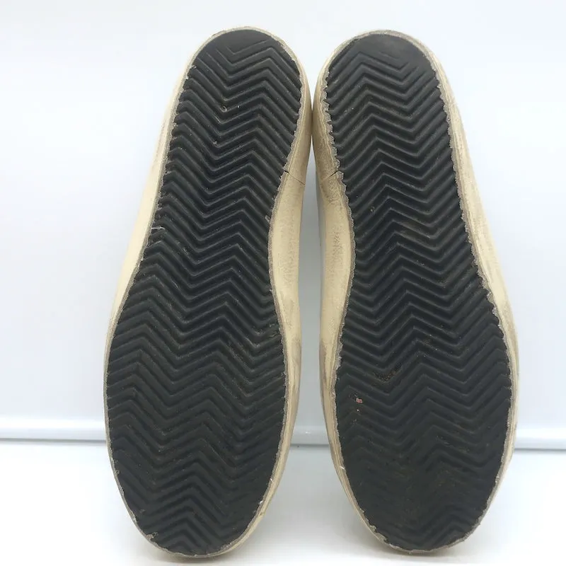 Golden Goose Superstar Glitzer Stern Sneakers Weiß & Grün Leder Größe 38