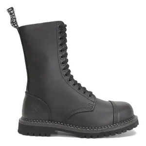 Grinders Herald 14-Ösen Unisex Mittellange Motorradstiefel mit Stahlkappe
