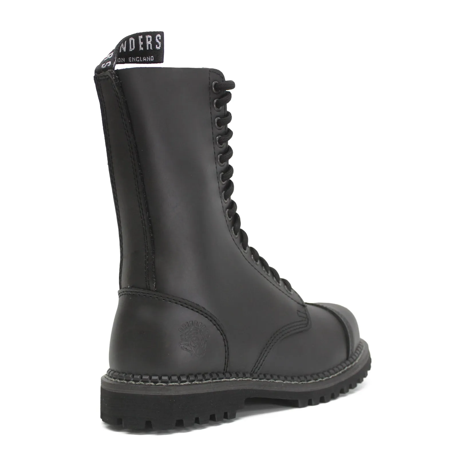 Grinders Herald 14-Ösen Unisex Mittellange Motorradstiefel mit Stahlkappe