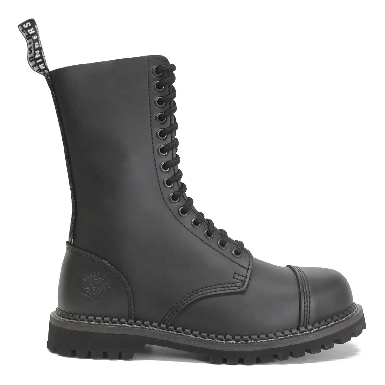 Grinders Herald 14-Ösen Unisex Mittellange Motorradstiefel mit Stahlkappe