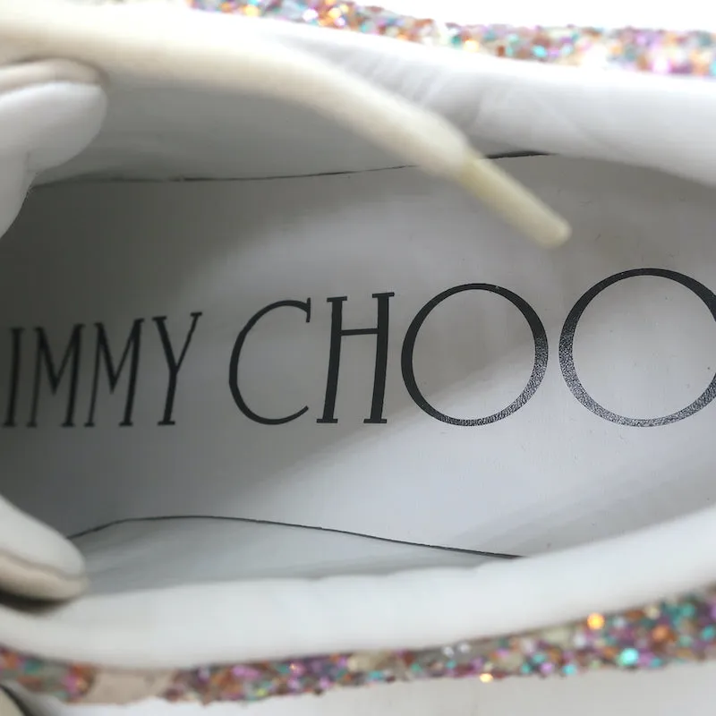 Jimmy Choo Hawaii Glow in the Dark Glitzer Low-Top-Sneakers Pink/Weiß Größe 38