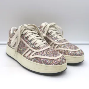 Jimmy Choo Hawaii Glow in the Dark Glitzer Low-Top-Sneakers Pink/Weiß Größe 38