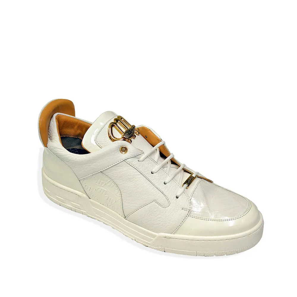 Mauri Shoes Mauri Boss in Weiß Herren Exotisches Krokodil / Lack / Kalbsleder Freizeit-Sneaker