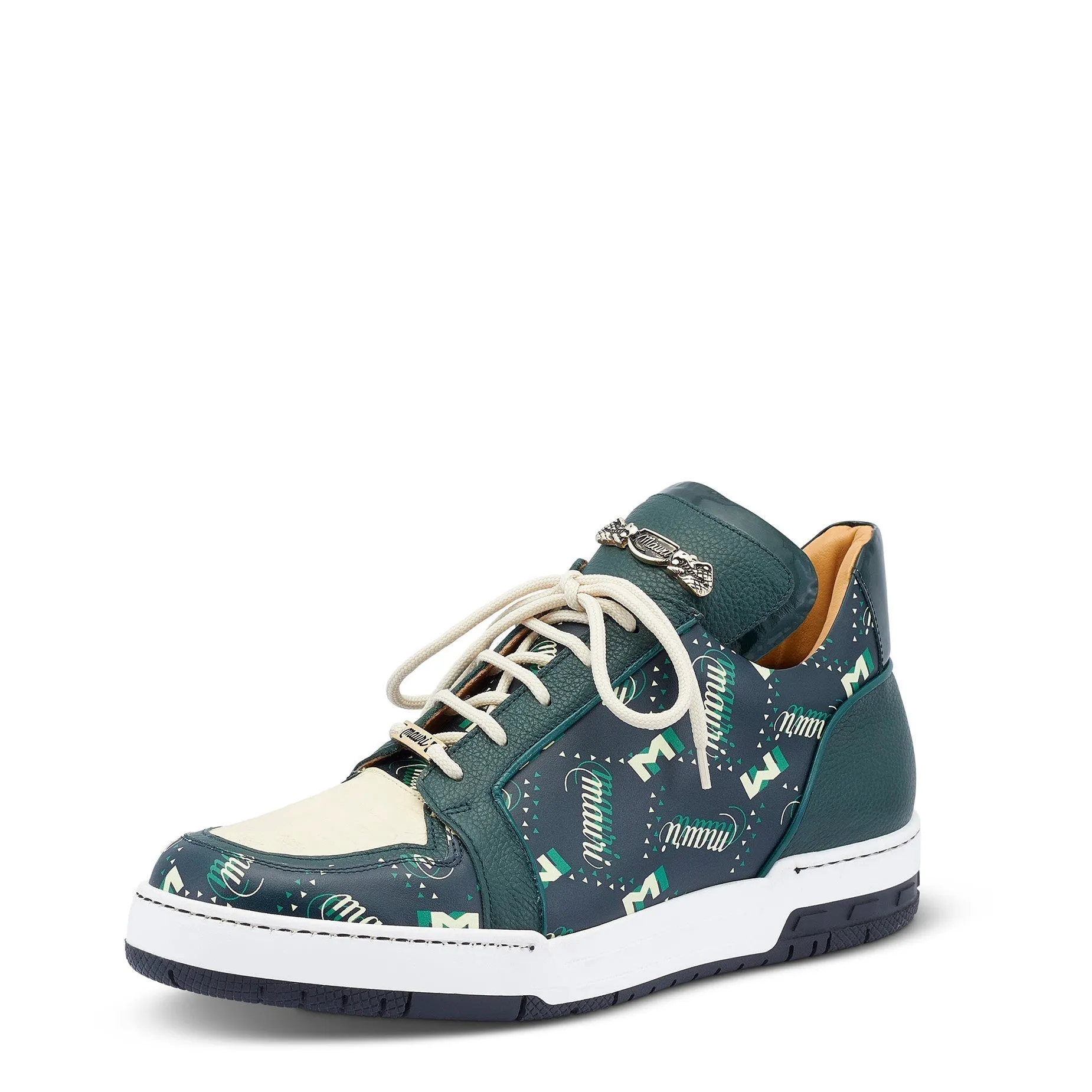 Mauri Shoes Mauri Crown in Jägergrün / Creme Herren Exotisches Krokodil / Nappa / Lackleder Freizeitsneaker