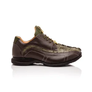 Mauri Shoes Mauri Flex in Sport Rost / Geldgrün Herren Exotisches Hornback / Nappa-Leder Derby Sneakers