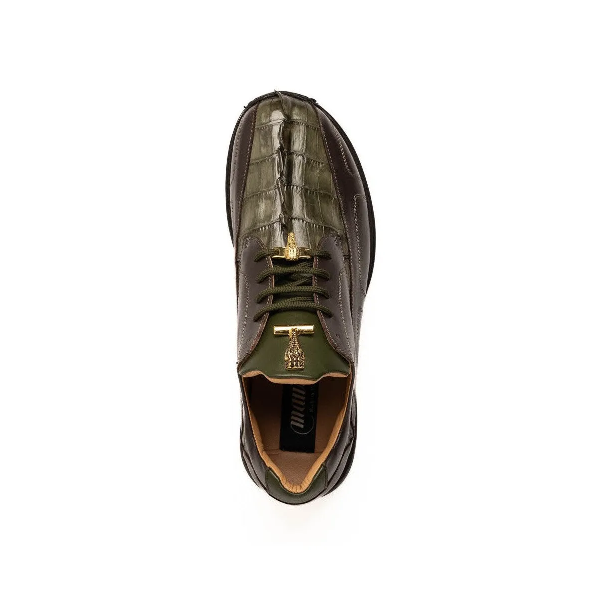 Mauri Shoes Mauri Flex in Sport Rost / Geldgrün Herren Exotisches Hornback / Nappa-Leder Derby Sneakers