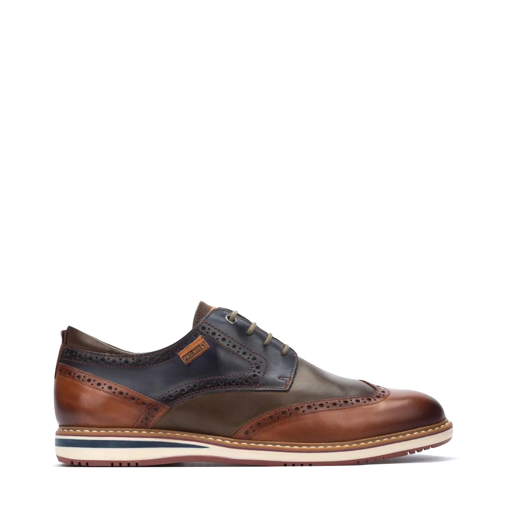 Pikolinos Herren Avila Leder Wingtip Schnürschuh in Brandy