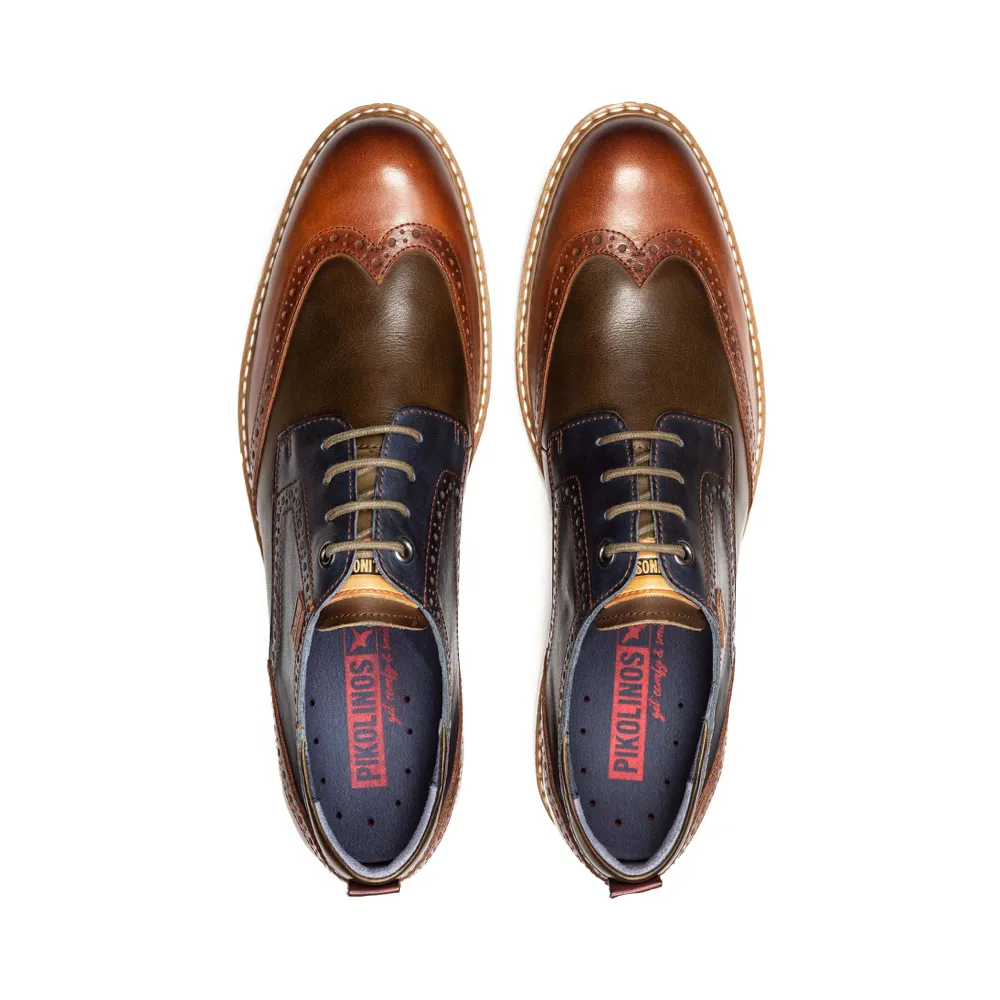 Pikolinos Herren Avila Leder Wingtip Schnürschuh in Brandy