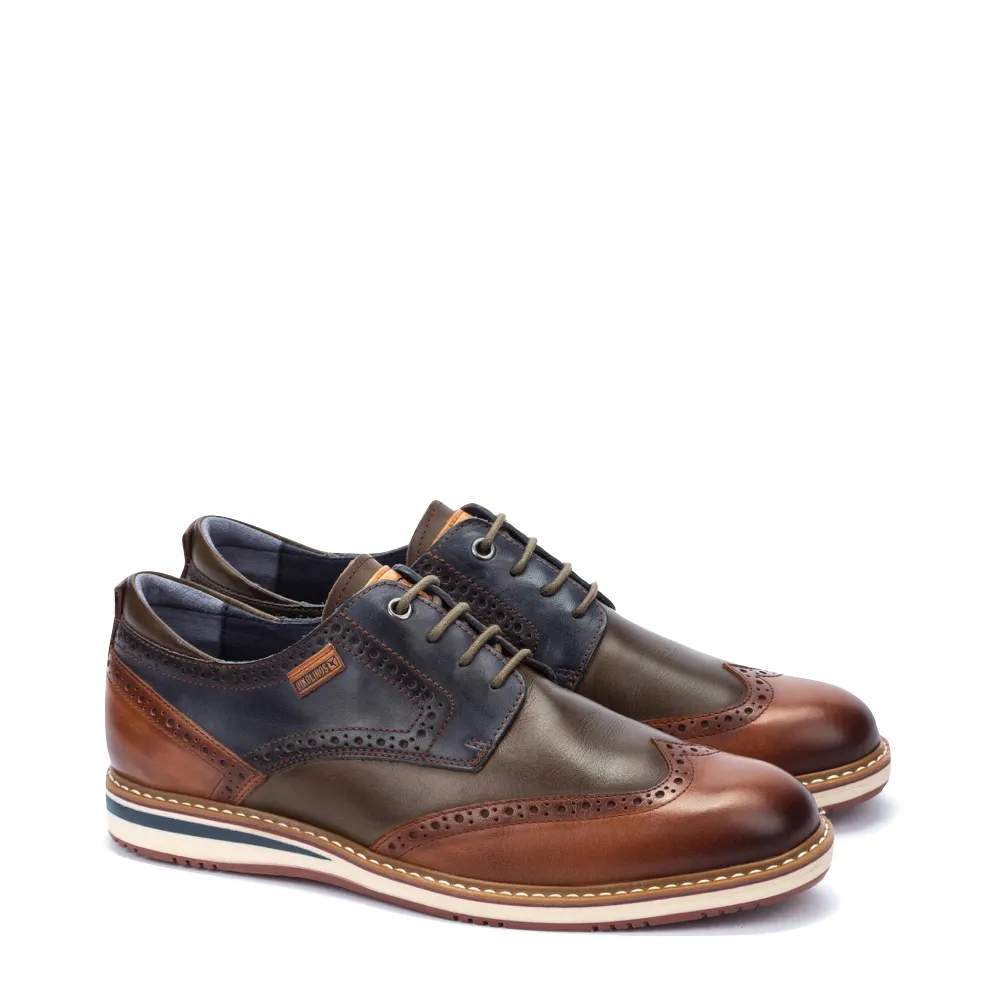Pikolinos Herren Avila Leder Wingtip Schnürschuh in Brandy