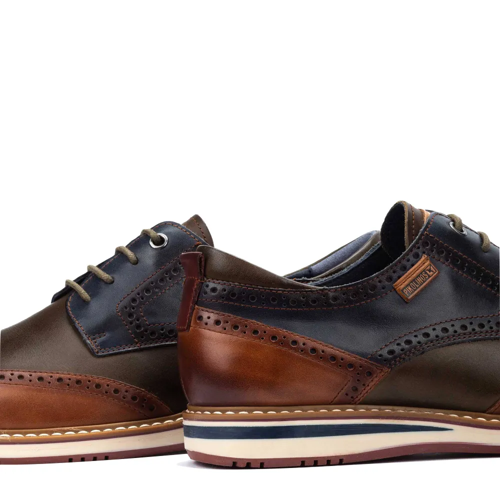 Pikolinos Herren Avila Leder Wingtip Schnürschuh in Brandy