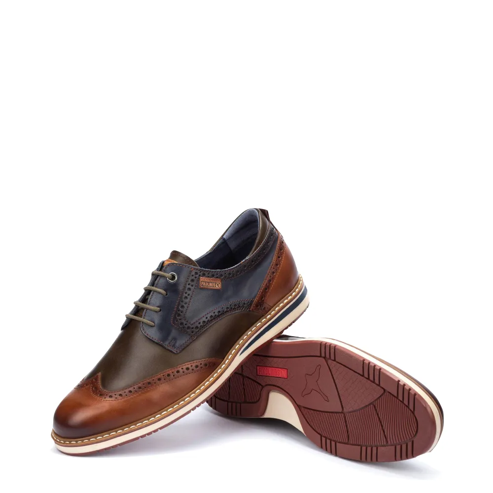 Pikolinos Herren Avila Leder Wingtip Schnürschuh in Brandy