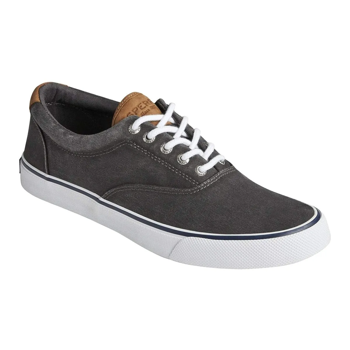 Sperry Herren Striper II Schwarz Gewaschener Canvas